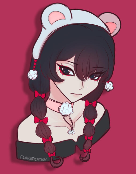 Headshot drawing of @seaz&#39;s OC Estelle (from ArtFight)