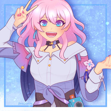 Half body drawing of March 7th from Honkai Star Rail