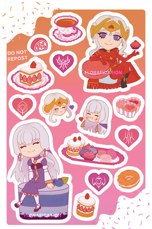 Sticker sheet of Edelgard and Lysithea, for The Emperor and Her Wisdom